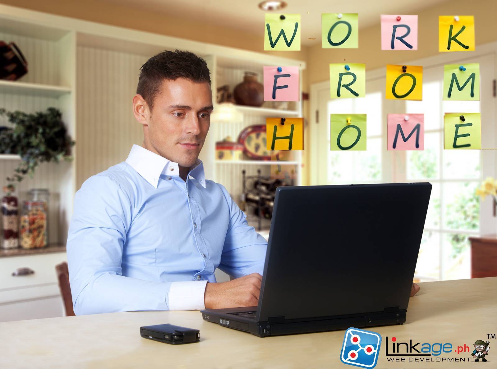 Man working at laptop computer